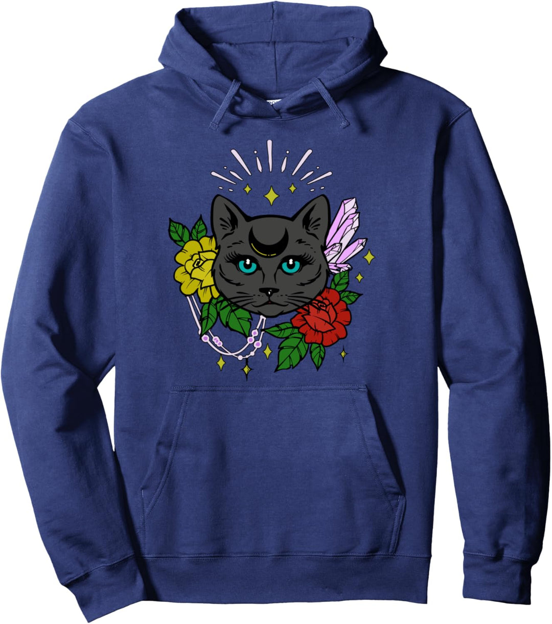 Mondkatze Rosen & Kristalle Himmlisch Pullover Hoodie