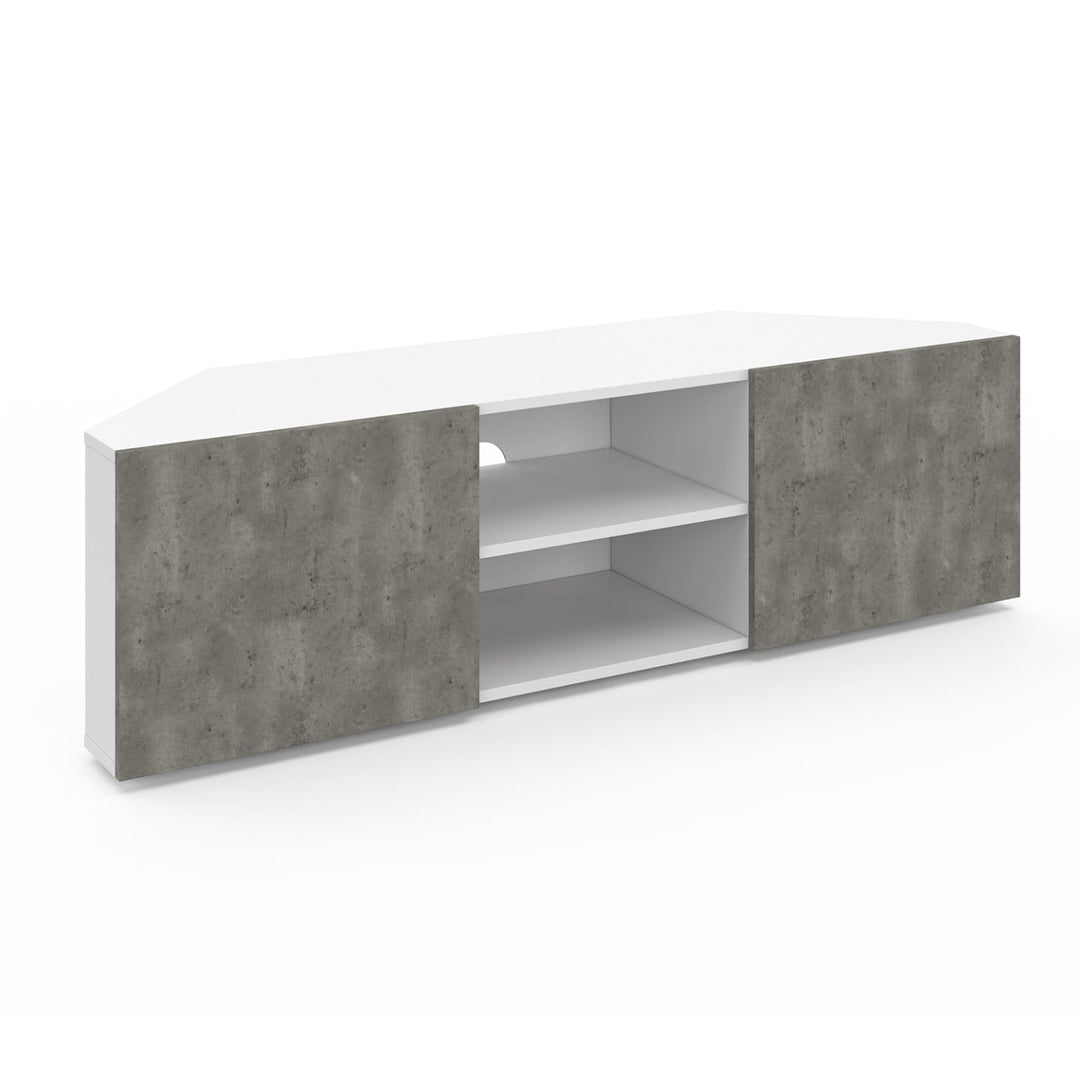 IDMarket - TV-Schrank 110 cm Eckig ELI weiss Türen Betonoptik