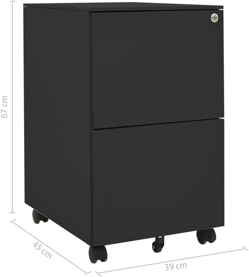 vidaXL Aktenschrank mit Rollen Rollcontainer Bürocontainer Schubladenschrank Büroschrank Stahlschran