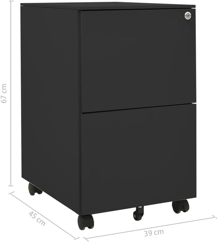 vidaXL Aktenschrank mit Rollen Rollcontainer Bürocontainer Schubladenschrank Büroschrank Stahlschran