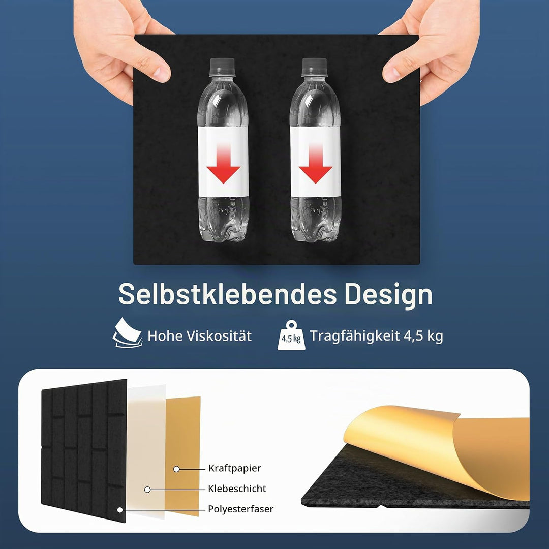 12-Piece Set Akustikpaneele, hochdichte quadratische Akustikfliesen, 12"×12"×0.4"grosse, ziegelstein
