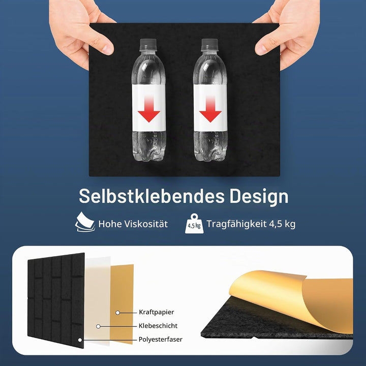 12-Piece Set Akustikpaneele, hochdichte quadratische Akustikfliesen, 12"×12"×0.4"grosse, ziegelstein