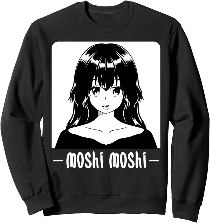 Moshi Moshi Anime Manga Otaku Kawaii Süss Niedlich Japan Sweatshirt