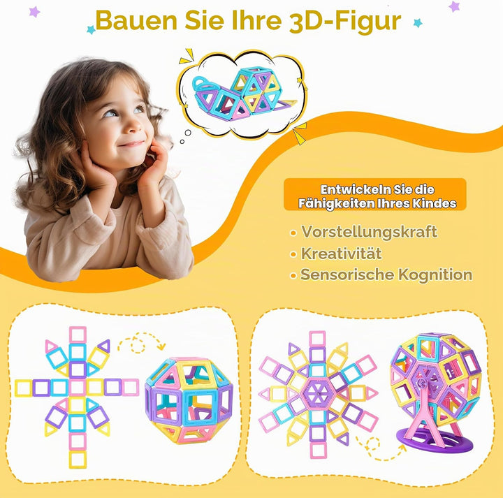 Magnetische Bausteine 90 Teile Magnetbausteine Magnet Spielzeug Magnetspiele Montessori Magnetische