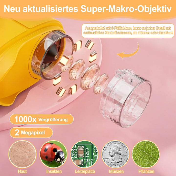 Handmikroskop für Kinder - 1080P HD 2.0" Bildschirm Mikroskop, Mini Tragbare Digitales Mikroskop mit