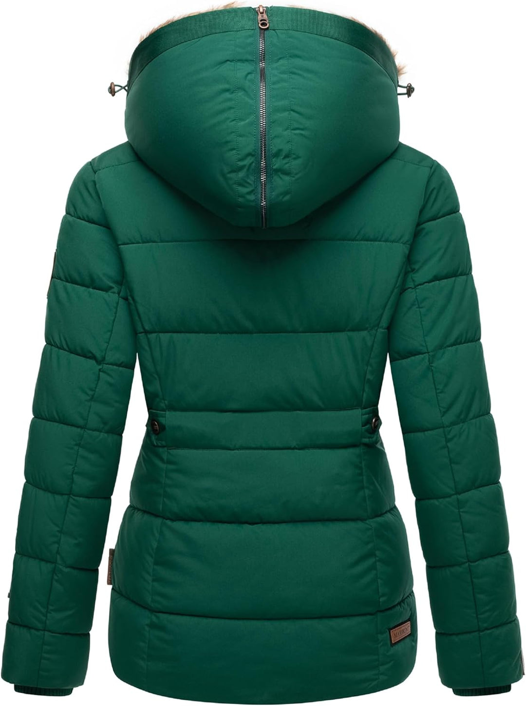 MARIKOO Damen Winterjacke warme Steppjacke mit Kunstfell Innenfutter Nekoo XS-3XL 3XL Evergreen, 3XL