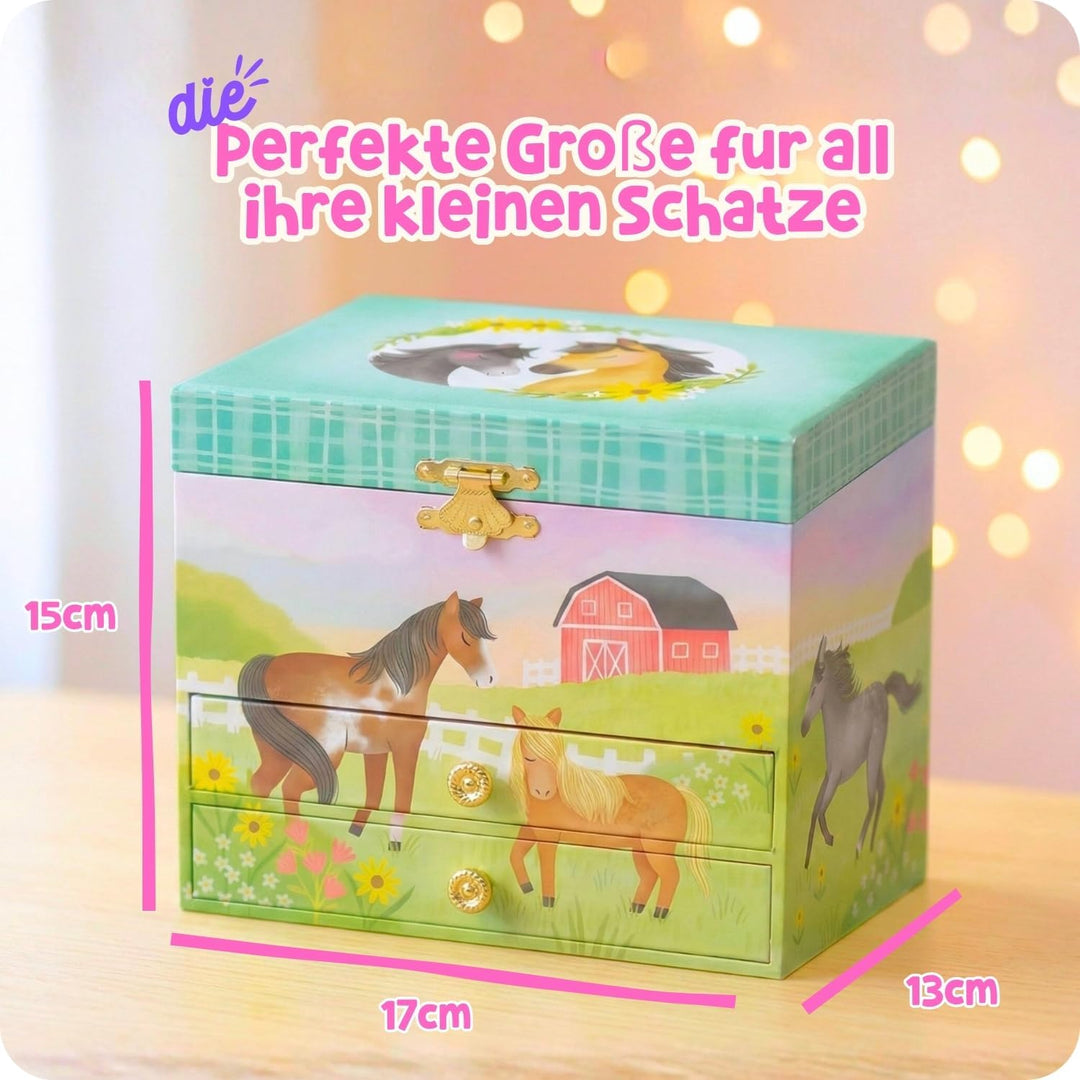 Giggle & Honey Musik Schmuckschatulle - Pferdspielzeug für Mädchen 4-6 Jahre, Geschenke Pferd und Ki