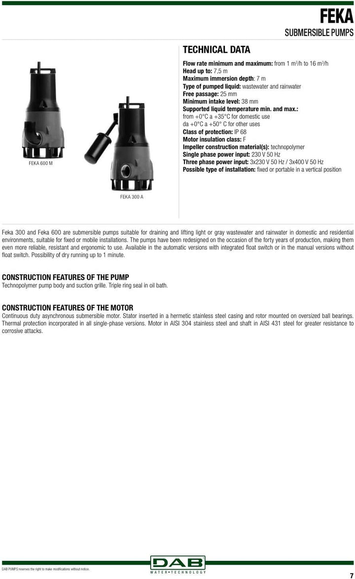 DAB NOVA 600 M-A Tauchpumpe
