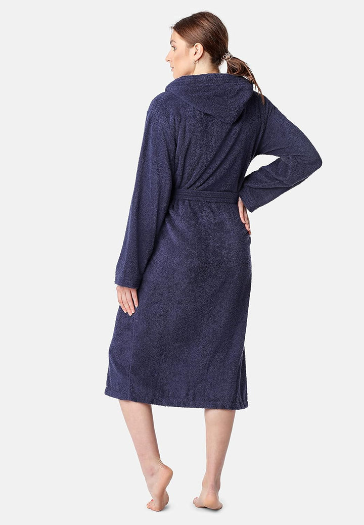 Ladeheid Damen Frottee Bademantel aus 100% Bio-Baumwolle LA40-225, Dunkelblau (D12)