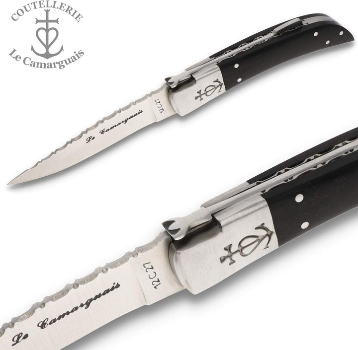 Le Camarguais 12 cm Taschenmesser 20033C - Holz Griffschalen Ebenholz - Klinge 10 cm Stahl 12C27-1 B