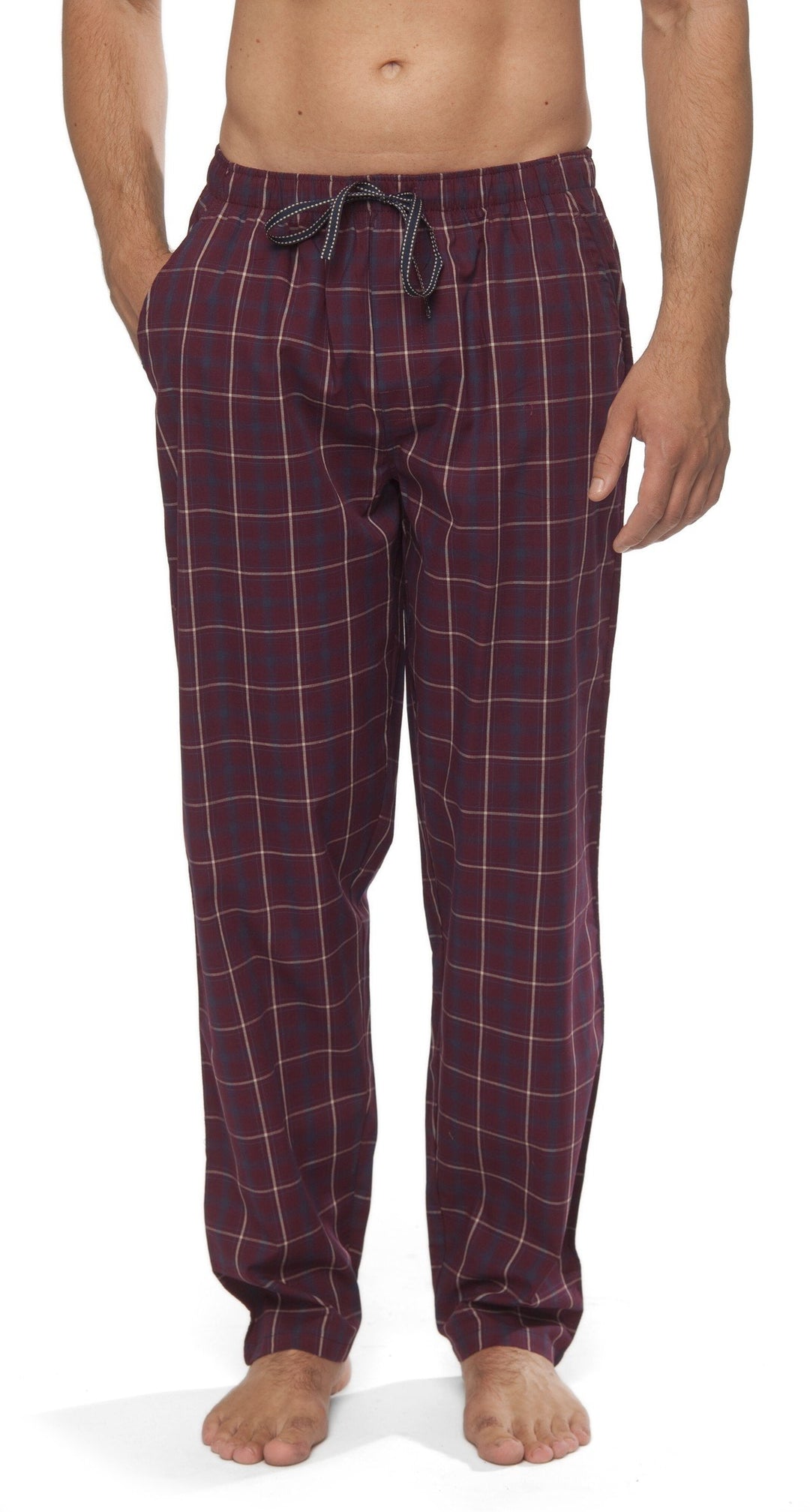 Moonline - Herren Webhose Freizeithose Loungewear aus 100% Baumwolle L Bordeaux, L Bordeaux