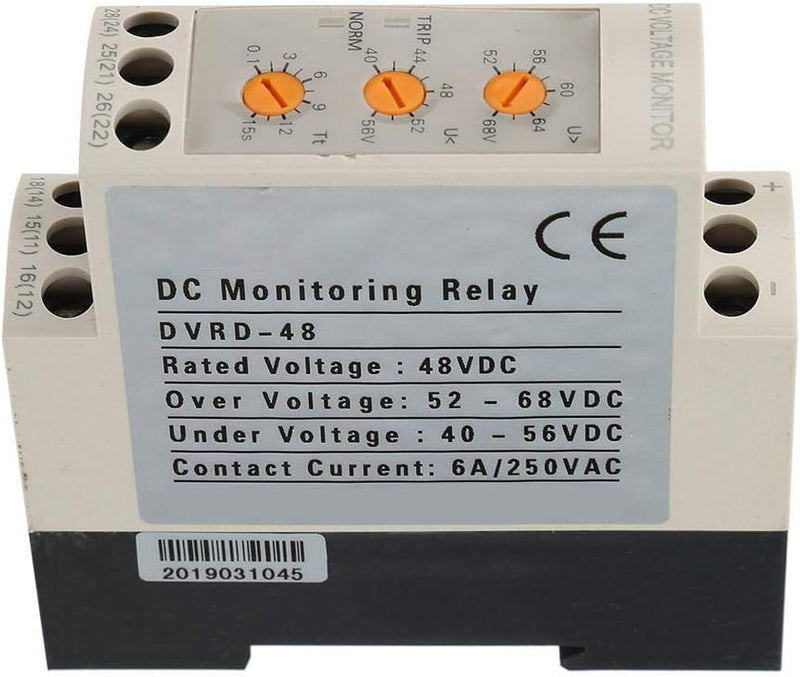 Fafeicy DC48V Überspannungs- und Unterspannungsschutzrelais Gleichstromkreis, 2 Sätze normalerweise