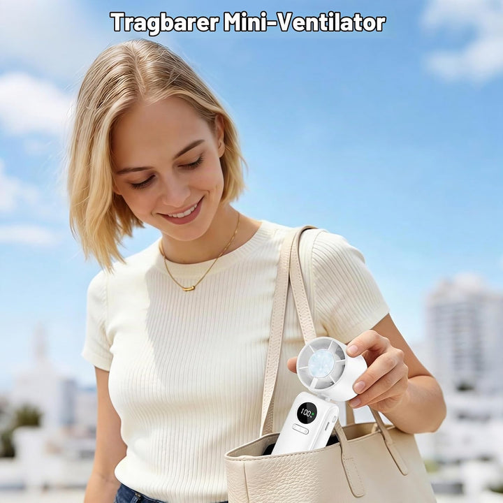 Handventilator mit Eiskompressorfunktion, Tragbarer Mini Ventilator, Leistungsstarker Handventilator