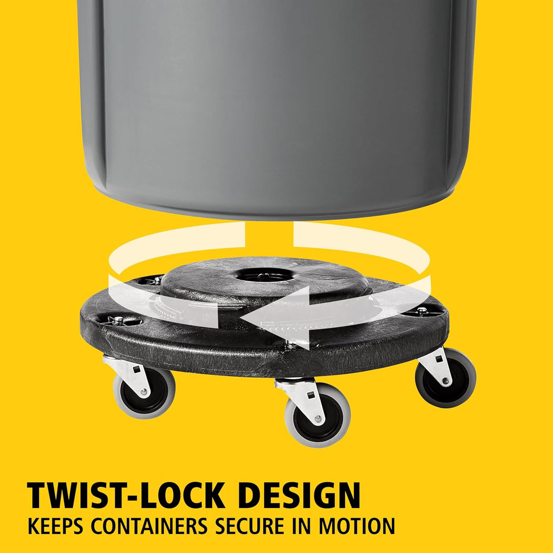 Rubbermaid Commercial Products BRUTE Trash Can Dolly - Black Passend für alle runden Brute-Behälter
