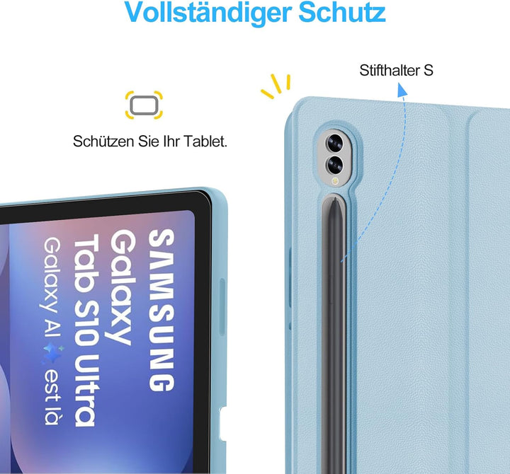 SENGBIRCH Tastatur Hülle für Samsung Galaxy Tab S10 Ultra 14,6 Zoll 2024 - Deutsche QWERTZ Tastatur,
