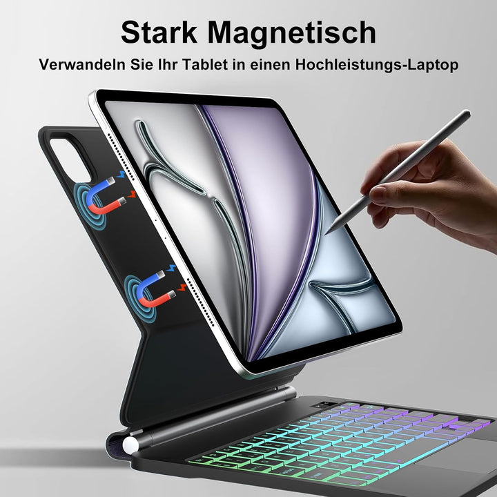Magic Keyboard für iPad Air 13 M4 2026/M3 2025/M2 2024 &amp; iPad 12.9, Schwarz Schwarz 13 Zoll Air 13,