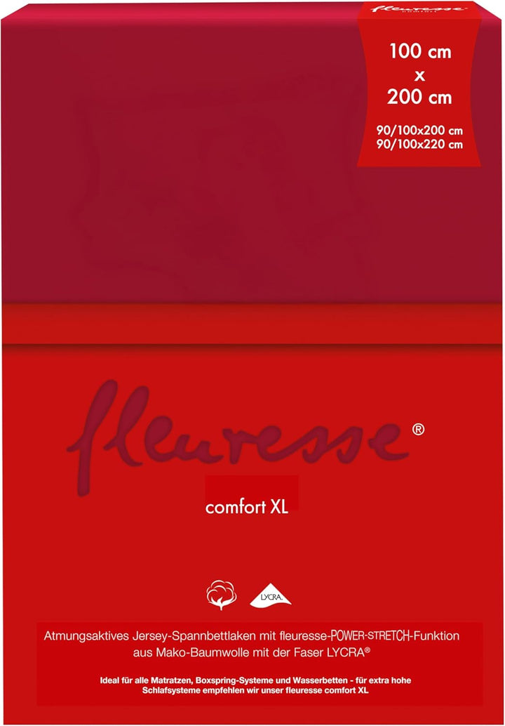 fleuresse 1119 XXL Jersey Stretch Spannbetttuch (96% Baumwolle, 4% Elasthan), mit Rumdumgummizug, Ök