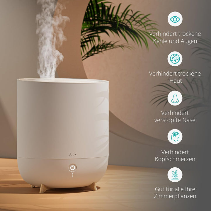 Duux Neo Ultrashall Luftbefeuchter Leise 5L - Smart Air Humidifier - Raumbefeuchter für Schlafzimmer