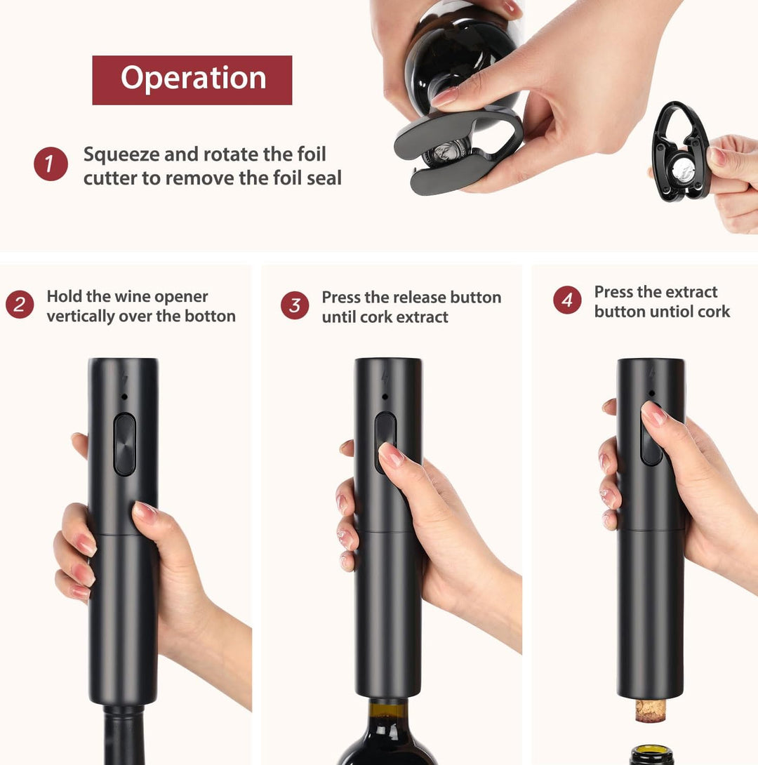 ZOYIDOUX 7-in-1 wiederaufladbares elektrisches Korkenzieher-Geschenkset, elektrischer Weinöffner mit
