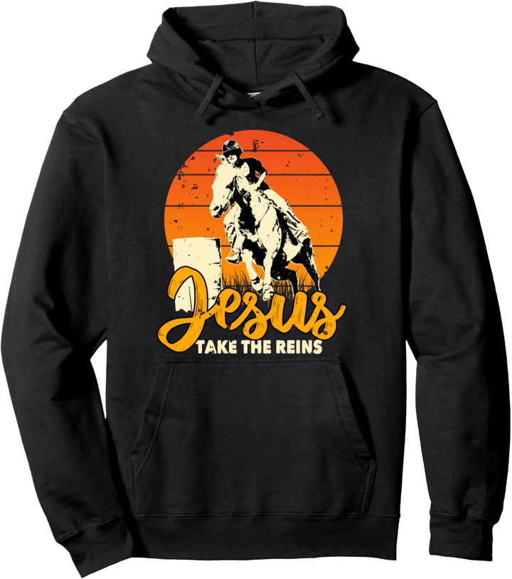 Jesus Take The Reins | Inspirational Christian Horse Racing Pullover Hoodie