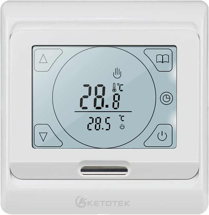KETOTEK Programmierbare Digitales Thermostat für Wasser Fussbodenheizung 3A 230V, Raumthermostat Fus