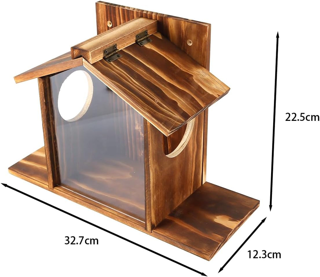 Eichhörnchen-Futterstation Mit Wasserdichtem Dach, Wildtierhaus Aus Holz Mit Maiskolbenständer, Gart