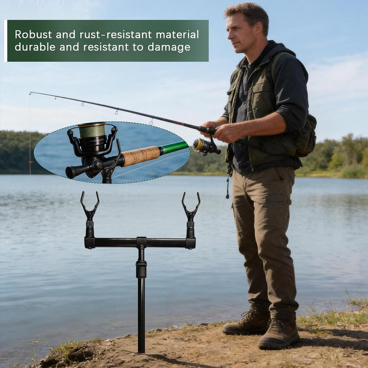 Rutenständer, 2PCS Angeln Halterung für 4 Ruten mit Teleskopfüssen Höhe 31-54 cm Aluminiumlegierung