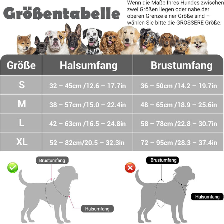 Funfox Hundegeschirr Grosse Hunde [XL] - Verstellbares Anti-Zug Brustgeschirr mit Griff & Reflektors
