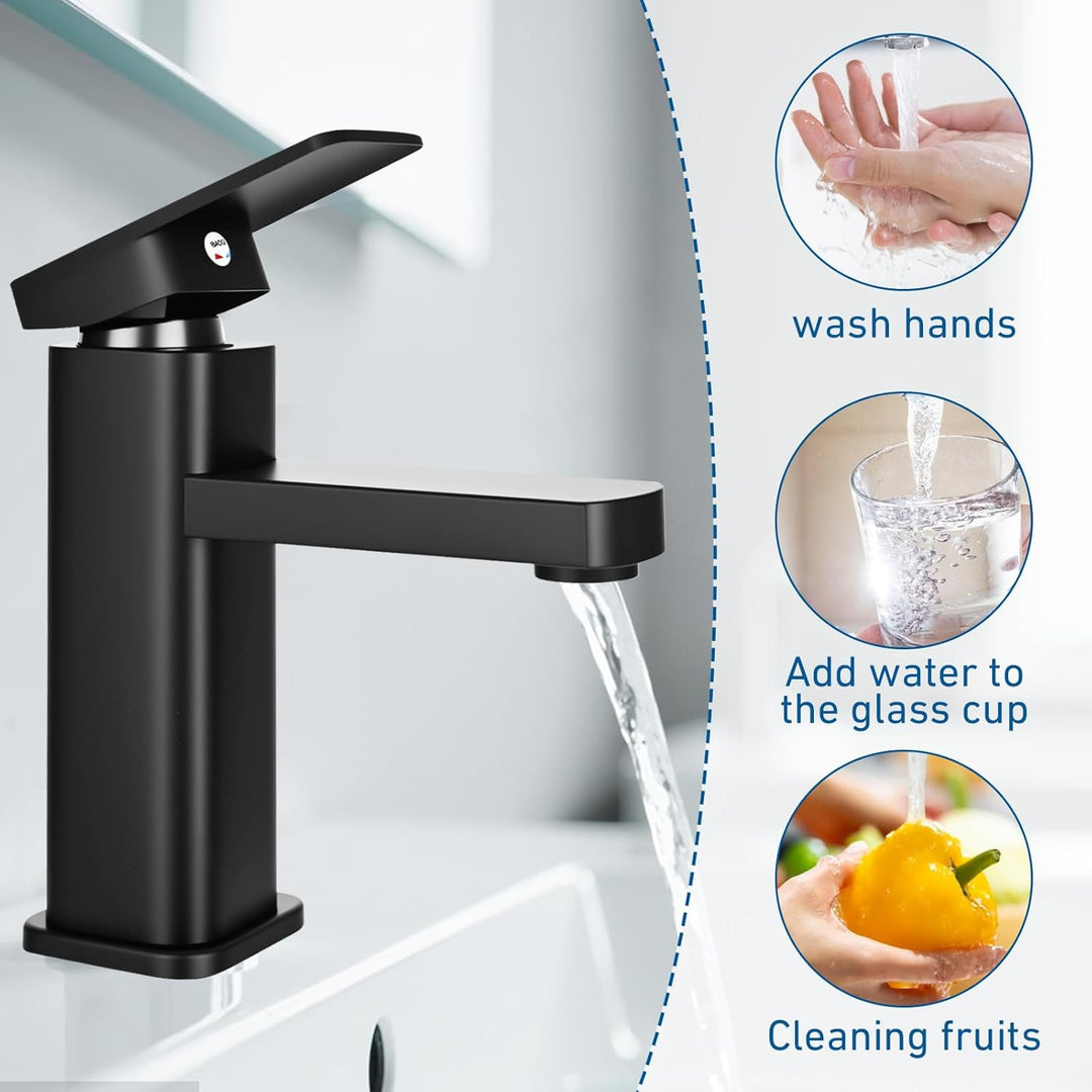 Wasserhahn Bad Waschtischarmatur Armatur Schwarz Waschtischmischer Warm und Kaltwasserhahn Einhebelm