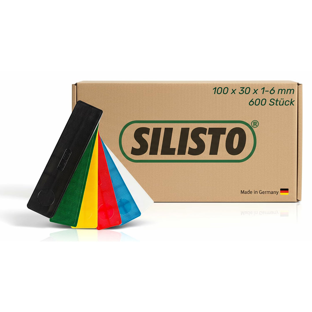SILISTO Kunststoff Verglasungsklötze Abstandhalter Set mehrfarbig 100 x 30 x 1-6 mm, 600 Stück - Mad