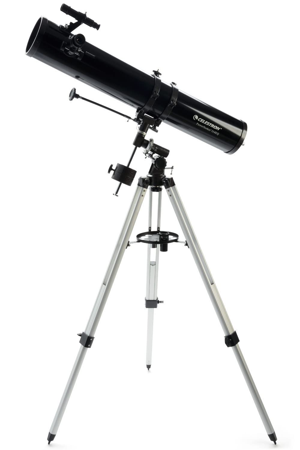 Celestron 21045 PowerSeeker 114EQ Spiegelteleskop - mit Zwei Okularen, Einer Barlow-Linse, höheneins