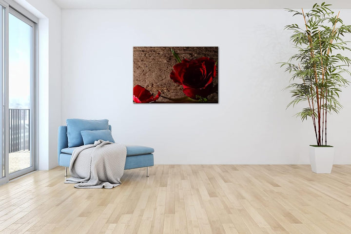 deyoli atemberaubende Rosen im Format: 80x60 als Leinwandbild, Motiv fertig gerahmt auf Echtholzrahm