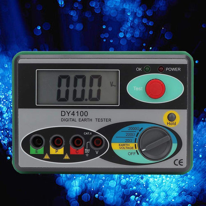 DY4100 Widerstandsmessgerät, Erdungs-Tester, Erdungswiderstand-Tester mit Messmeter, LCD-Display, Di