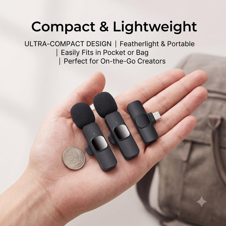 Mikrofon Handy, Kabelloses Lavalier Mikrofon USB-C für Android Smartphone, Wireless Mic mit Funkempf