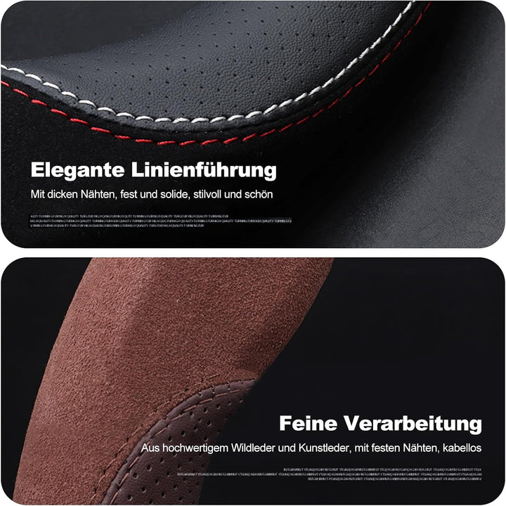 Ergocar D-Form Auto Lenkradbezug Rutschfester Auto Sport Lenkradschutz Mikrofaser Leder mit Atmungsa