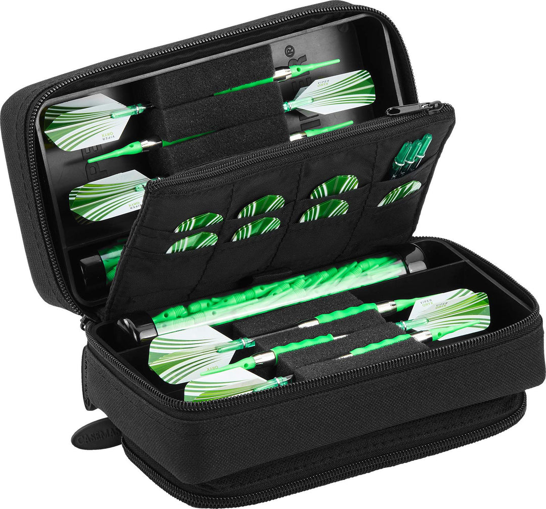 Casemaster Plazma Pro Darttasche für 6 Dartpfeile mit weicher und Stahlspitze, verfügt über eine gro