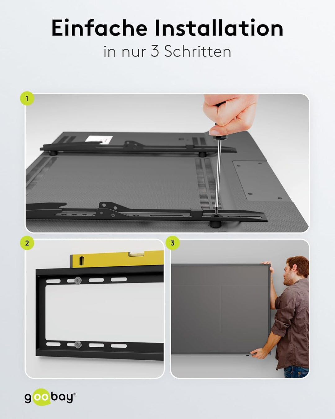 Goobay 49730 Wandhalterung 55 Zoll extra Flache Halterung für grosse Fernseher von 32 bis 55“ bis 35