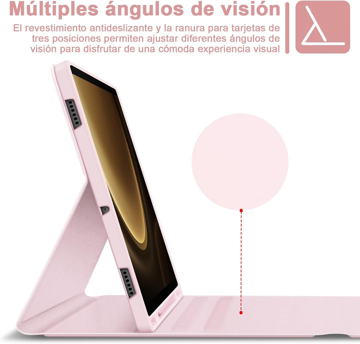 Bettdow für Samsung Galaxy Tab S9 FE/S9 2023 Tastatur Hülle, Rosa (Spanisch), Rosa