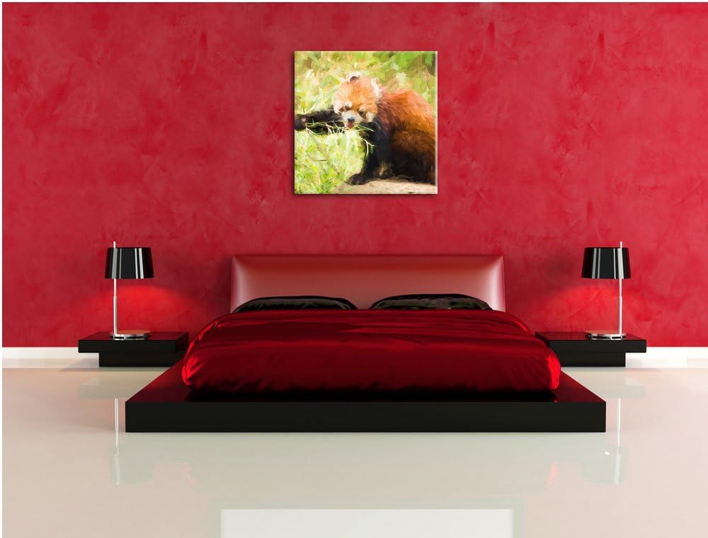 Pixxprint Niedlicher roter Panda als Leinwandbild/Grösse: 70x70 cm/Wandbild/Kunstdruck/fertig bespan