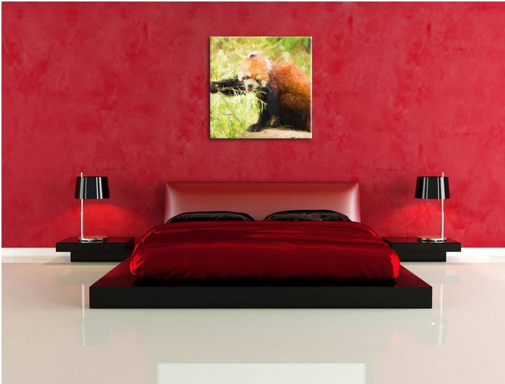 Pixxprint Niedlicher roter Panda als Leinwandbild/Grösse: 70x70 cm/Wandbild/Kunstdruck/fertig bespan