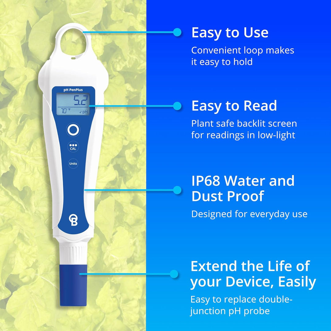 Bluelab pH PenPlus – pH- und Temperaturmessgerät mit austauschbarer Sonde, IP68 wasserdicht, beleuch
