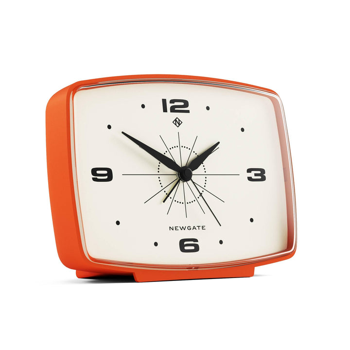 NEWGATE ® Brooklyn Wecker | Rechteckiges Design | Kürbisorange | Geräuschloses Uhrwerk ohne Ticken |
