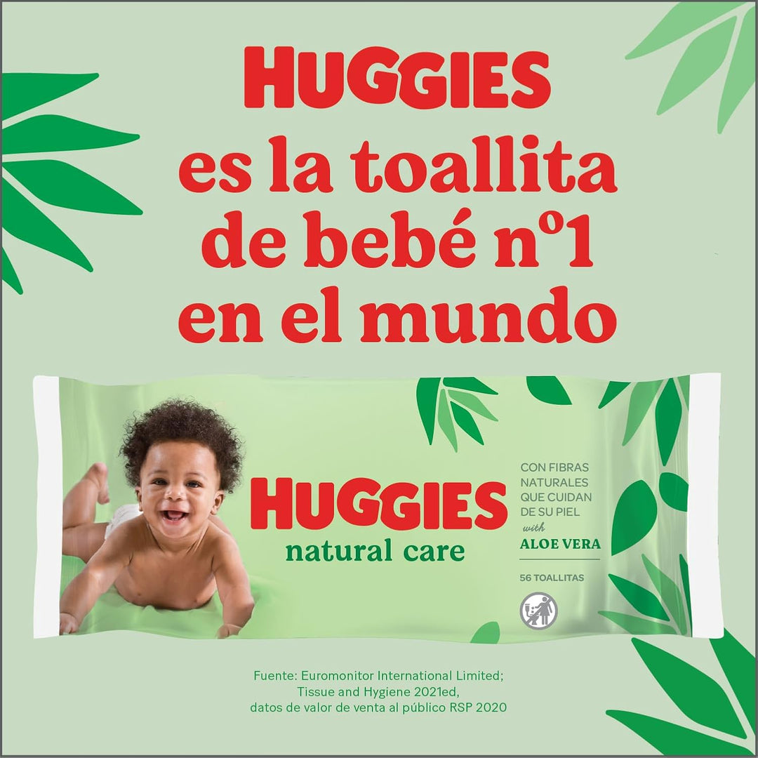 Huggies® Natural Care Babytücher, 10x56 Tücher, hergestellt aus Hautpflegefasern für eine gesunde Ha