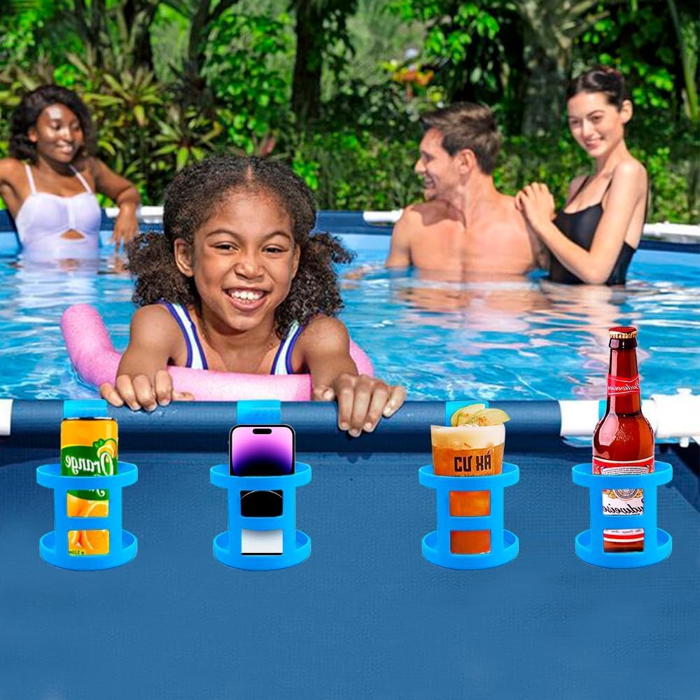 4 Stück Pool Getränkehalter Rund Eckig Poolrand Pool Becherhalter Poolbecherhalter Getränkehalter Po