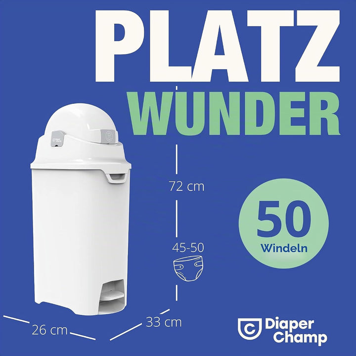 DIAPER CHAMP ONE Medium Handsfree mit Pedal - Windeleimer - geruchsdicht - berührungslose Bedienung