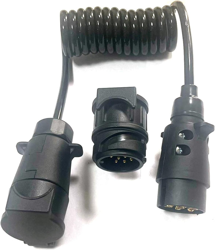 JVJ Anhängerkabel 7 Polig Spiralkabel 2.0m Adapterkabel Verlängerung Kabel mit 7 auf 13 polig Anhäng