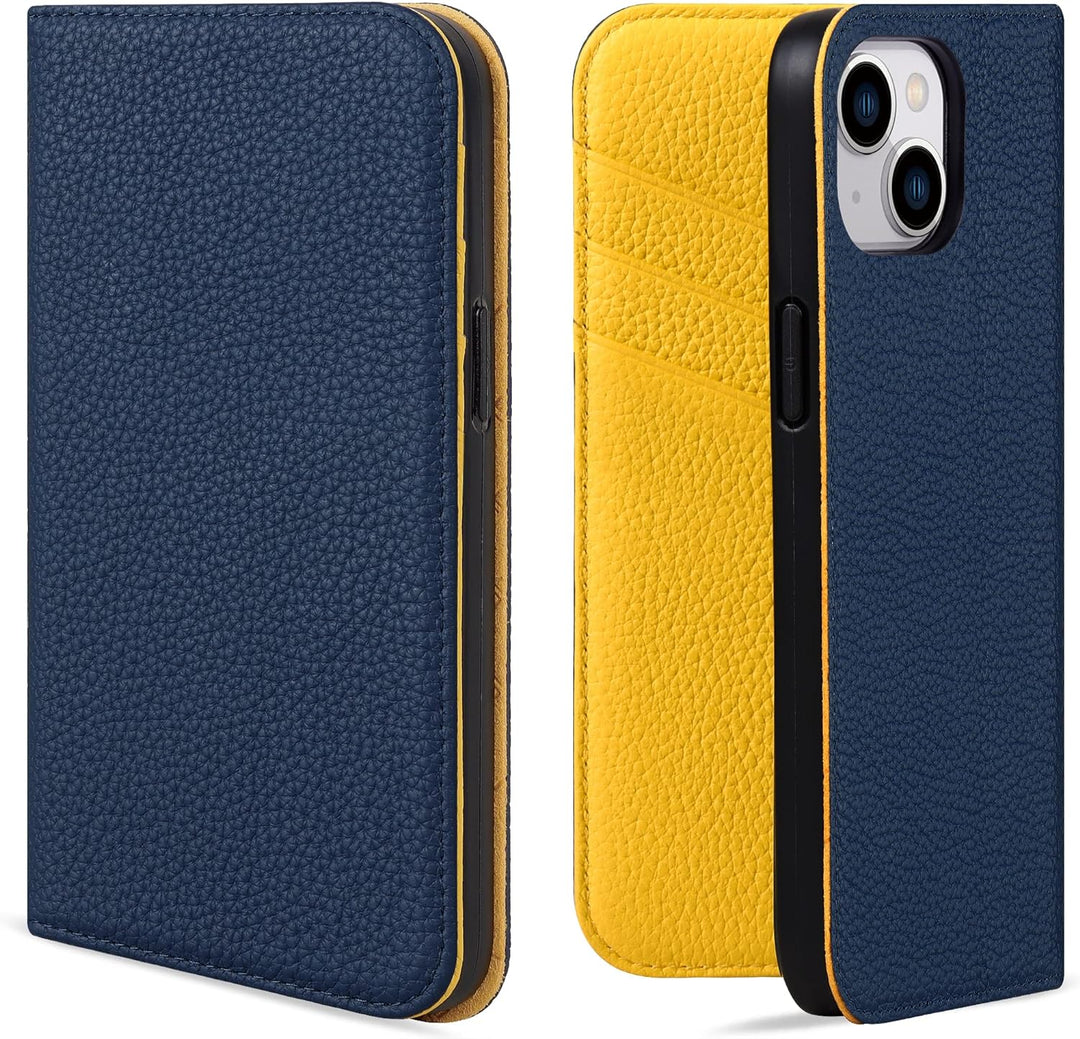 VISOUL Hülle für iPhone 13 Mini, Schutzhülle [Echt Leder] [Schützt vor Stoss] [Kartenfach] [Magnetve