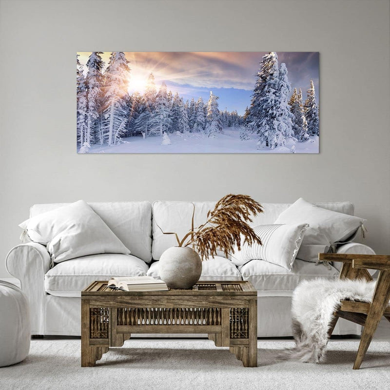 Wandbilder Dekoration Wohnzimmer Abenteuer alpen winter schnee Panorama Bilder auf Leinwand 120x50cm