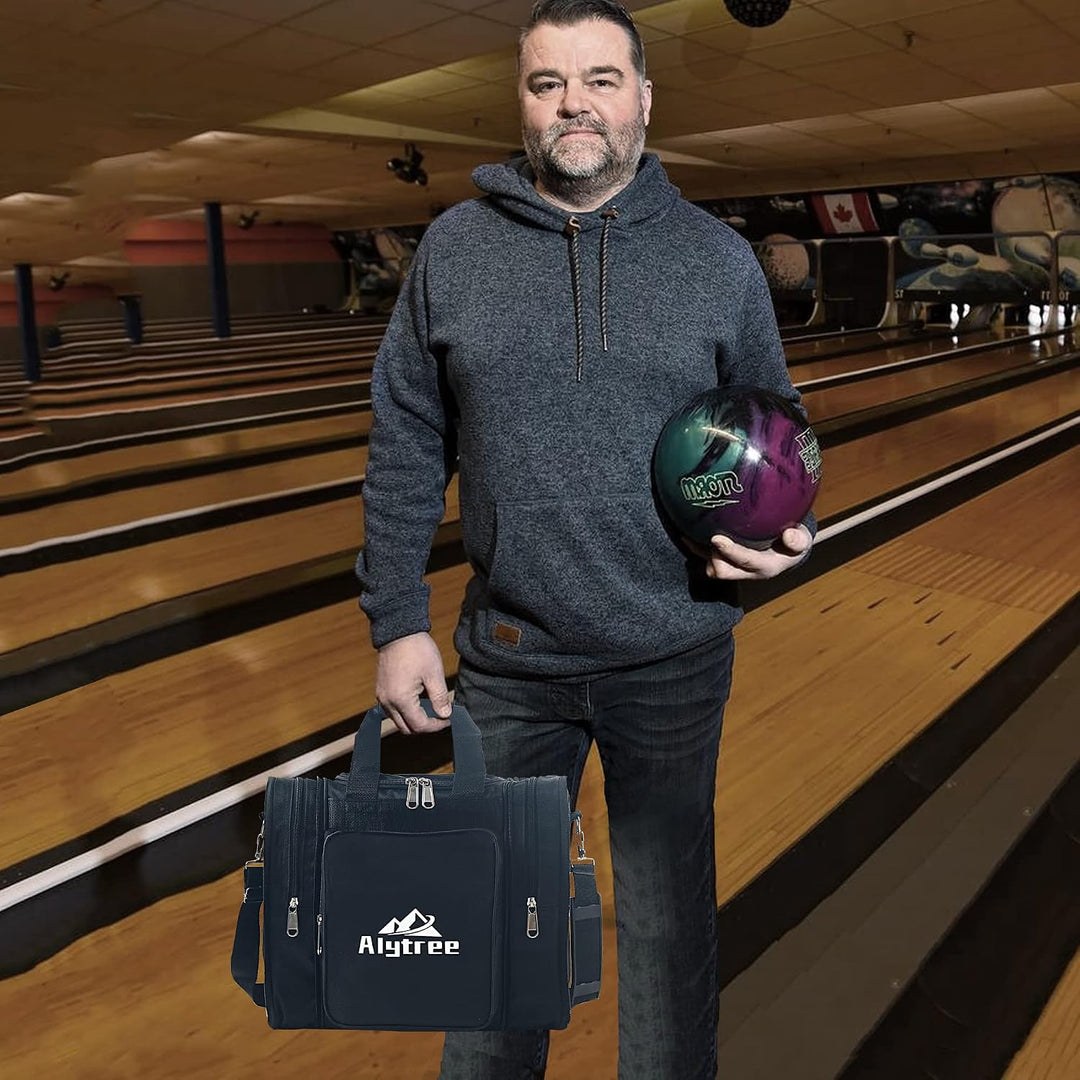 Non-Collapse Bowling Bag, Bowling Ball Bag with 2 Retractable Pockets, Adjustable Bowling Tote Bag w
