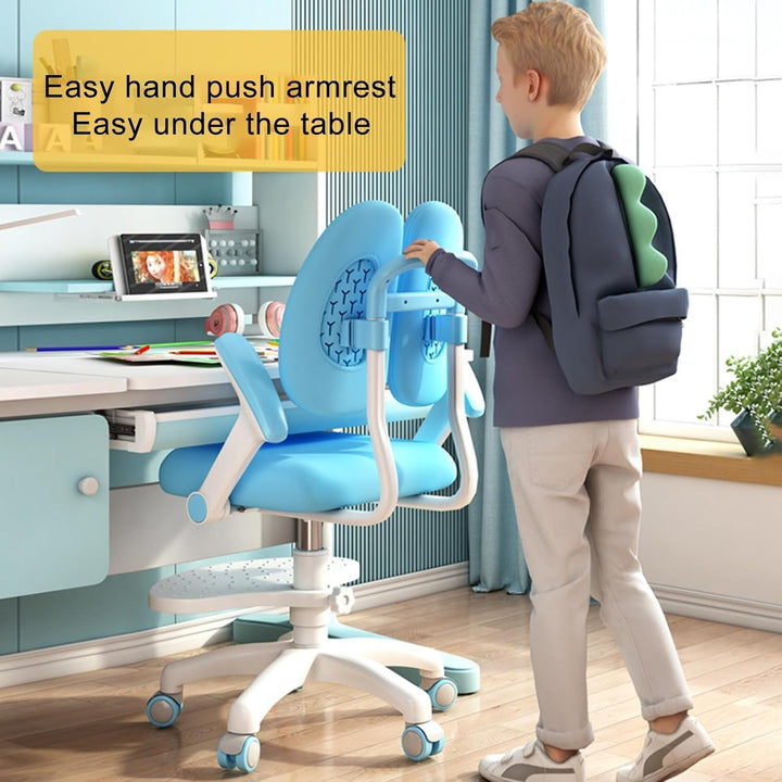 Kinder Schreibtischstuhl mit 360° Rädern, höhen- und tiefenverstellbar, ergonomisch Stabiler Lernstu